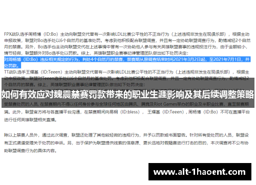 如何有效应对魏震禁赛罚款带来的职业生涯影响及其后续调整策略