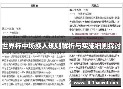世界杯中场换人规则解析与实施细则探讨